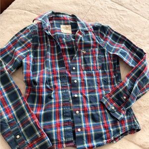 Abercrombie & Fitch Blue Red Plaid Button-Down Shirt